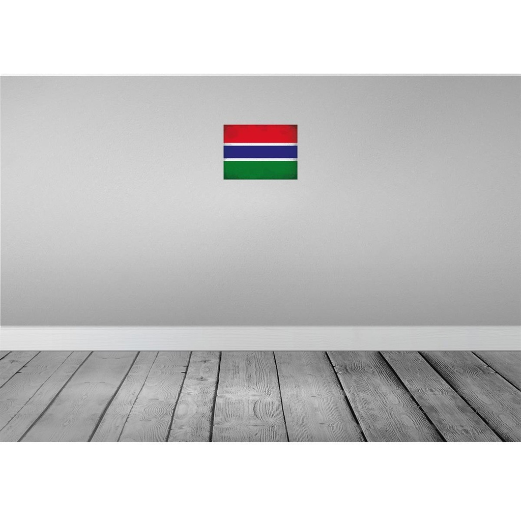 [LA-116073-H] Holzschild 20x30 cm Gambia Vintage Flagge Fahne Wappen Bild 2