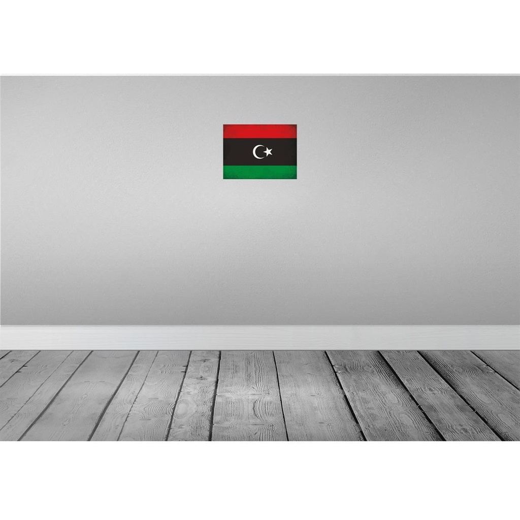 [LA-116115-H] Holzschild 20x30 cm Libyen Libya Vintage Flagge Fahne Wappen Bild 2