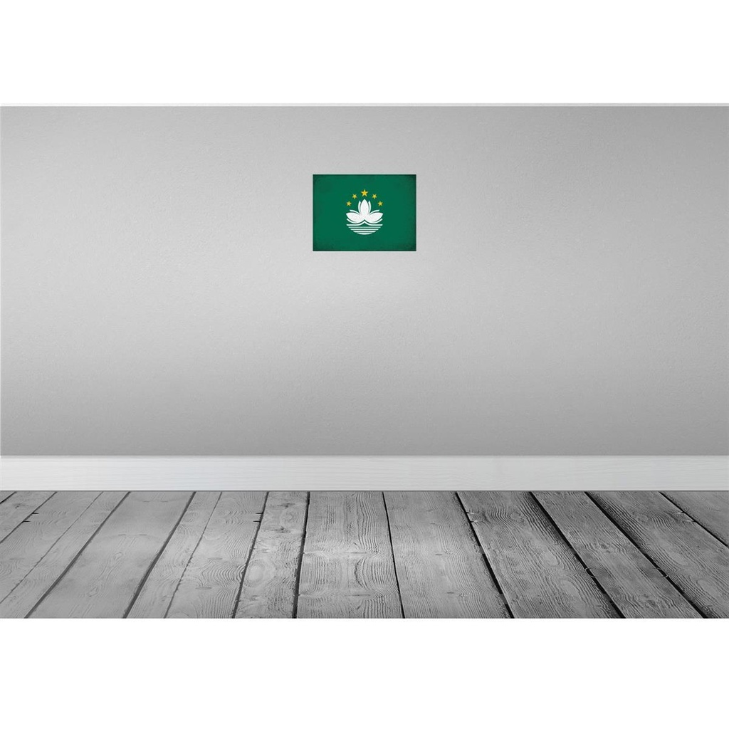 [LA-116119-H] Holzschild 20x30 cm Macau Vintage Flagge Fahne Wappen Bild 2