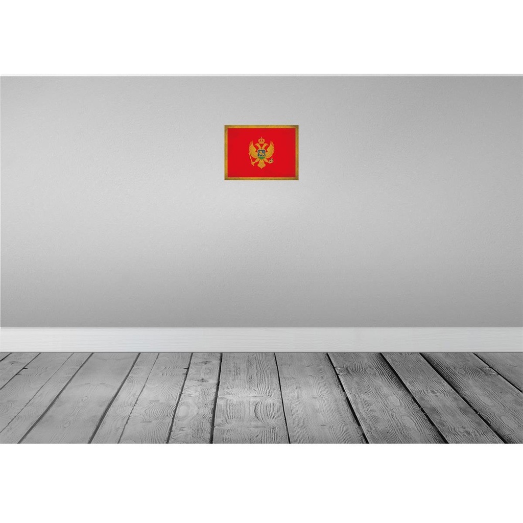[LA-116135-H] Holzschild 20x30 cm Montenegro Vintage Flagge Fahne Wappen Bild 2