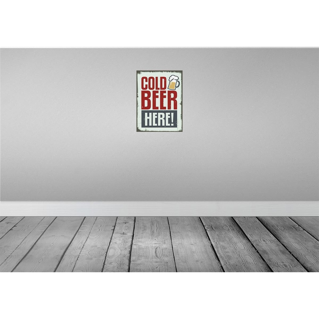 [LA-118660-H] Holzschild 40x30 cm Cold beer here Bier Essen Trinken Bild 2