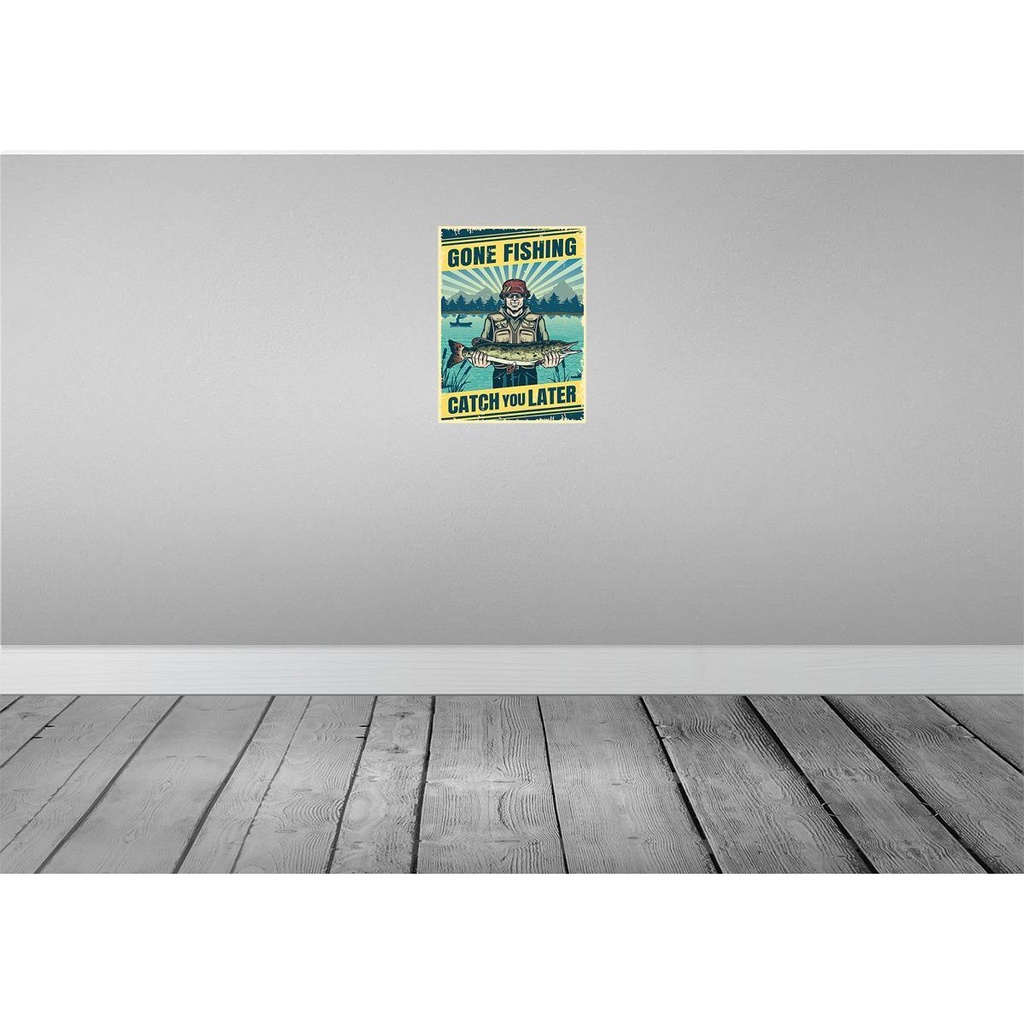 [LA-118685] Blechschild 40x30 cm Gone Fishing Angeln Beruf Arbeit Bild 2