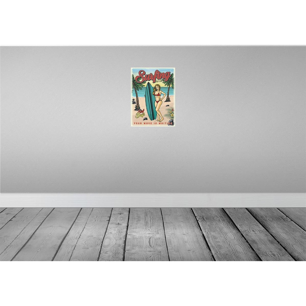 [LA-118688] Blechschild 40x30 cm Pin Up Surfing Girl Sommer Party Bild 2
