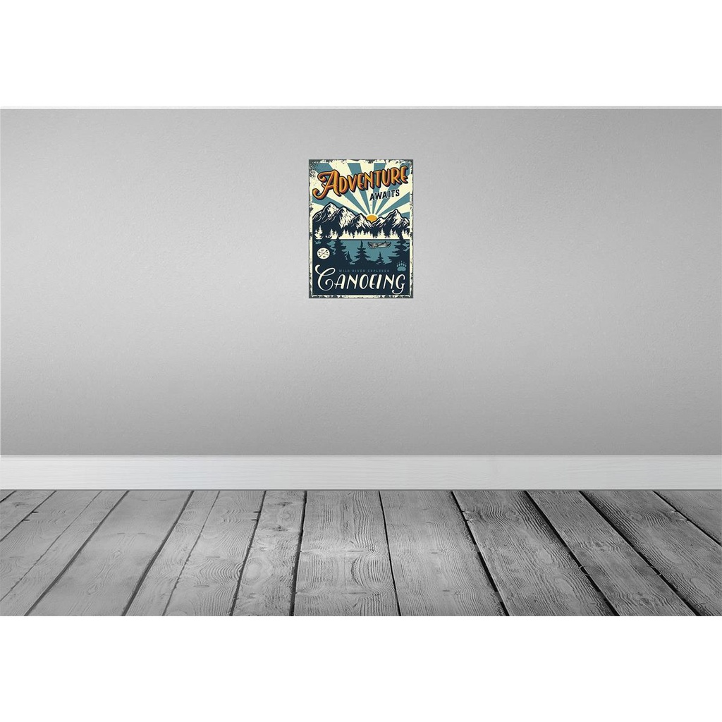 [LA-118731-H] Holzschild 40x30 cm Adventure awaits Ganoeing Sport Bild 2
