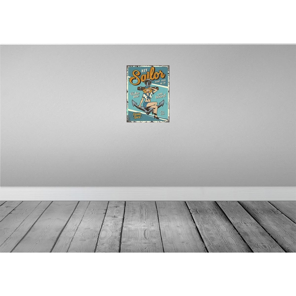 [LA-118751] Blechschild 40x30 cm Pinup hey Sailor Ocean spirit See Pin Up Bild 2