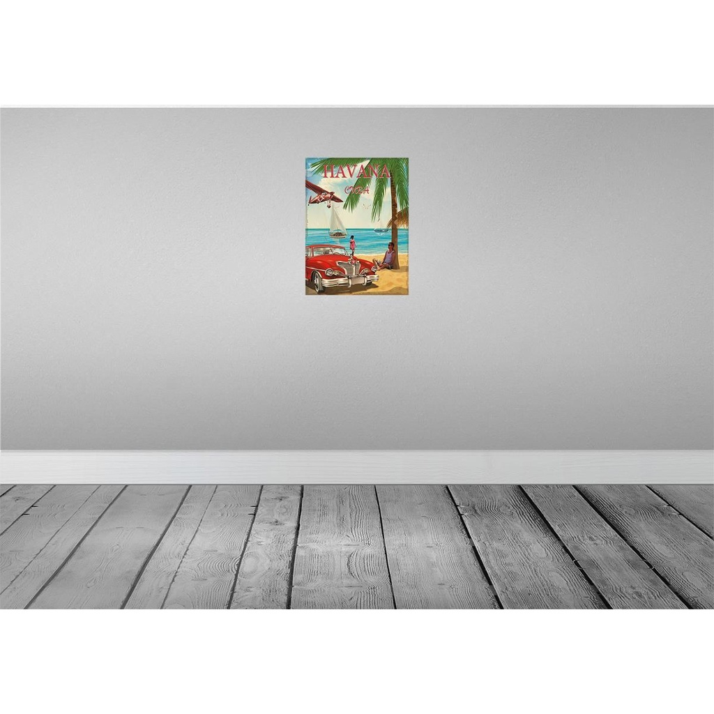 [LA-118776-H] Holzschild 40x30 cm Retro Urlaub Palmen Outdoor Camping Bild 2