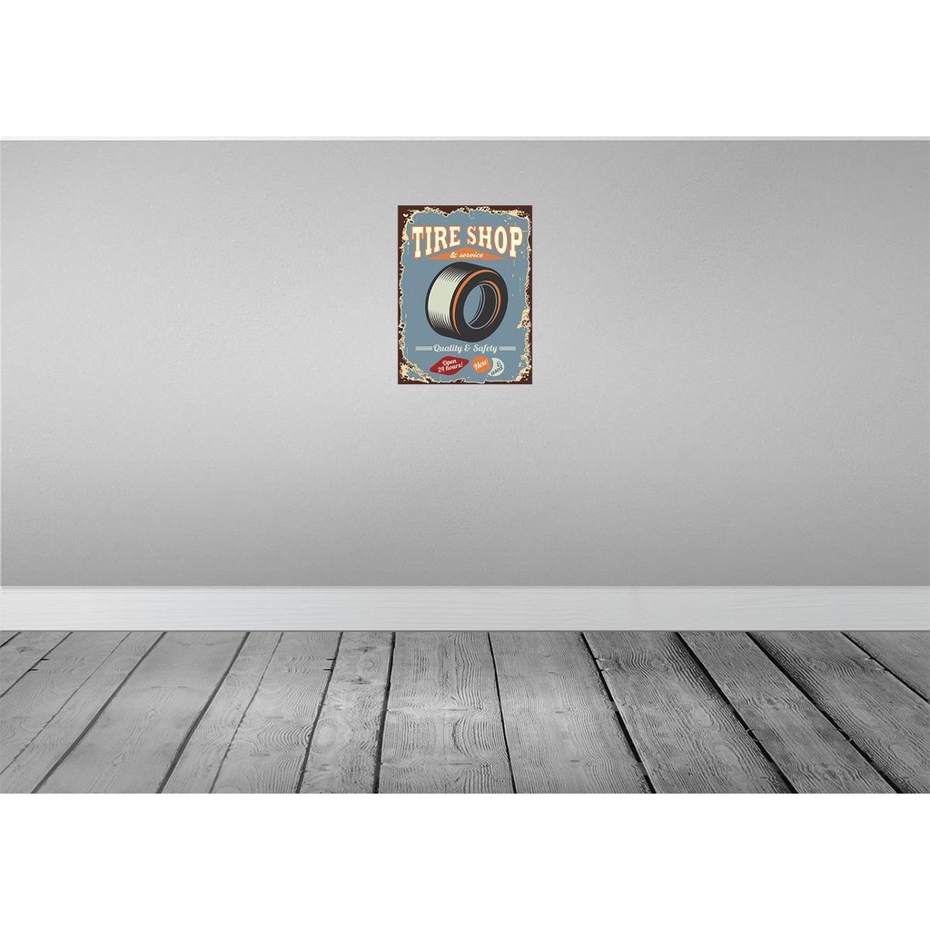 [LA-118801-H] Holzschild 40x30 cm Tire Shop Service open 24 Warnschild Hinweisschild Bild 2
