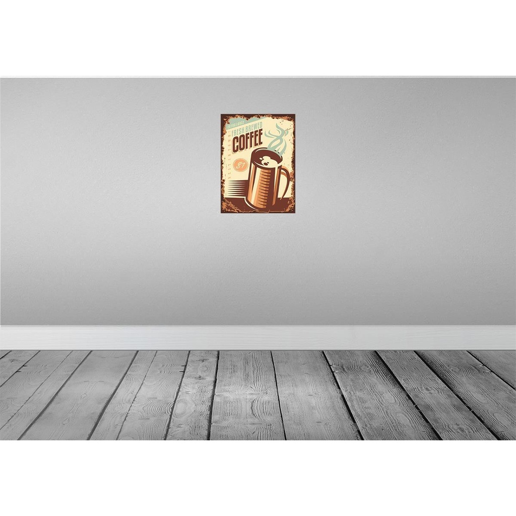 [LA-118825-H] Holzschild 40x30 cm Kaffee fresh brewed Coffee $1 Essen Trinken Bild 2