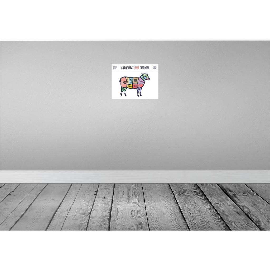 [LA-118839-H] Holzschild 30x40 cm cuts of meat lamb Metzgerei Hofladen Marktstand Laden Bild 2