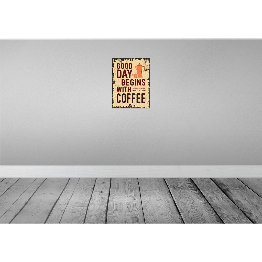 [LA-118843] Blechschild 40x30 cm Kaffee good day begins Coffee Essen Trinken Bild 2