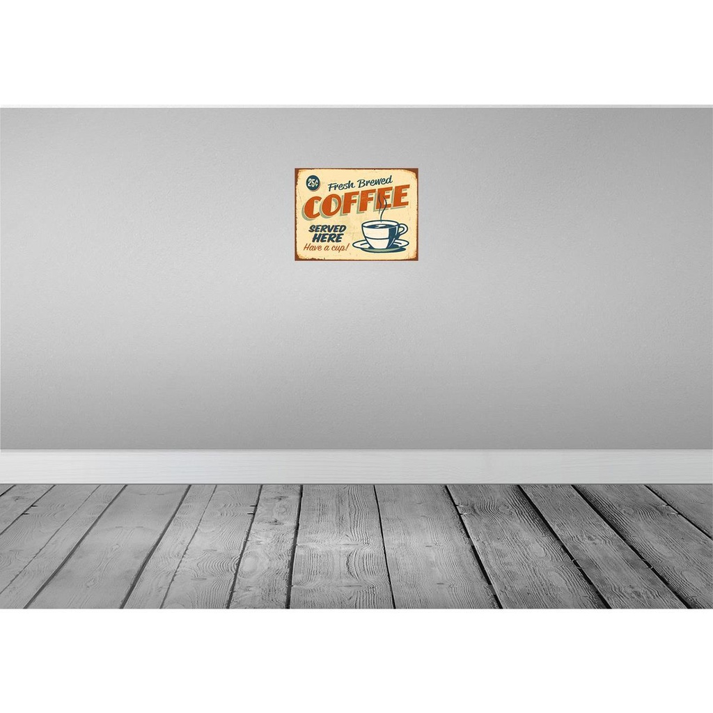 [LA-118848-H] Holzschild 30x40 cm Retro fresh brewed Coffee Essen Trinken Bild 2