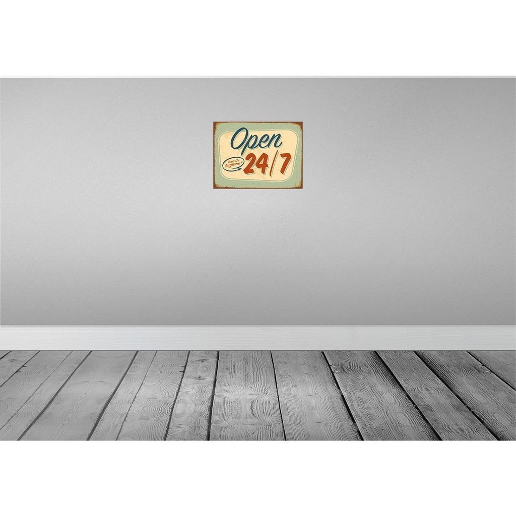 [LA-118853-H] Holzschild 30x40 cm open visit us anytime 24/7 Warnschild Hinweisschild Bild 2