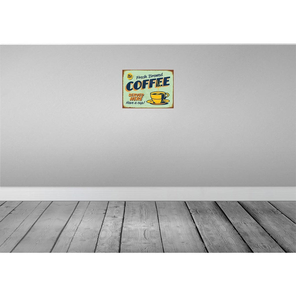 [LA-118854] Blechschild 30x40 cm Retro fresh brewed Coffee Served Essen Trinken Bild 2