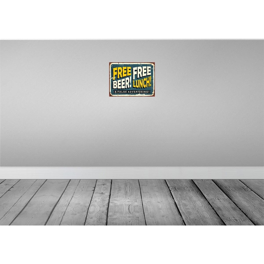 [LA-118862-H] Holzschild 30x40 cm Free beer lunch Alkohol Essen Trinken Bild 2