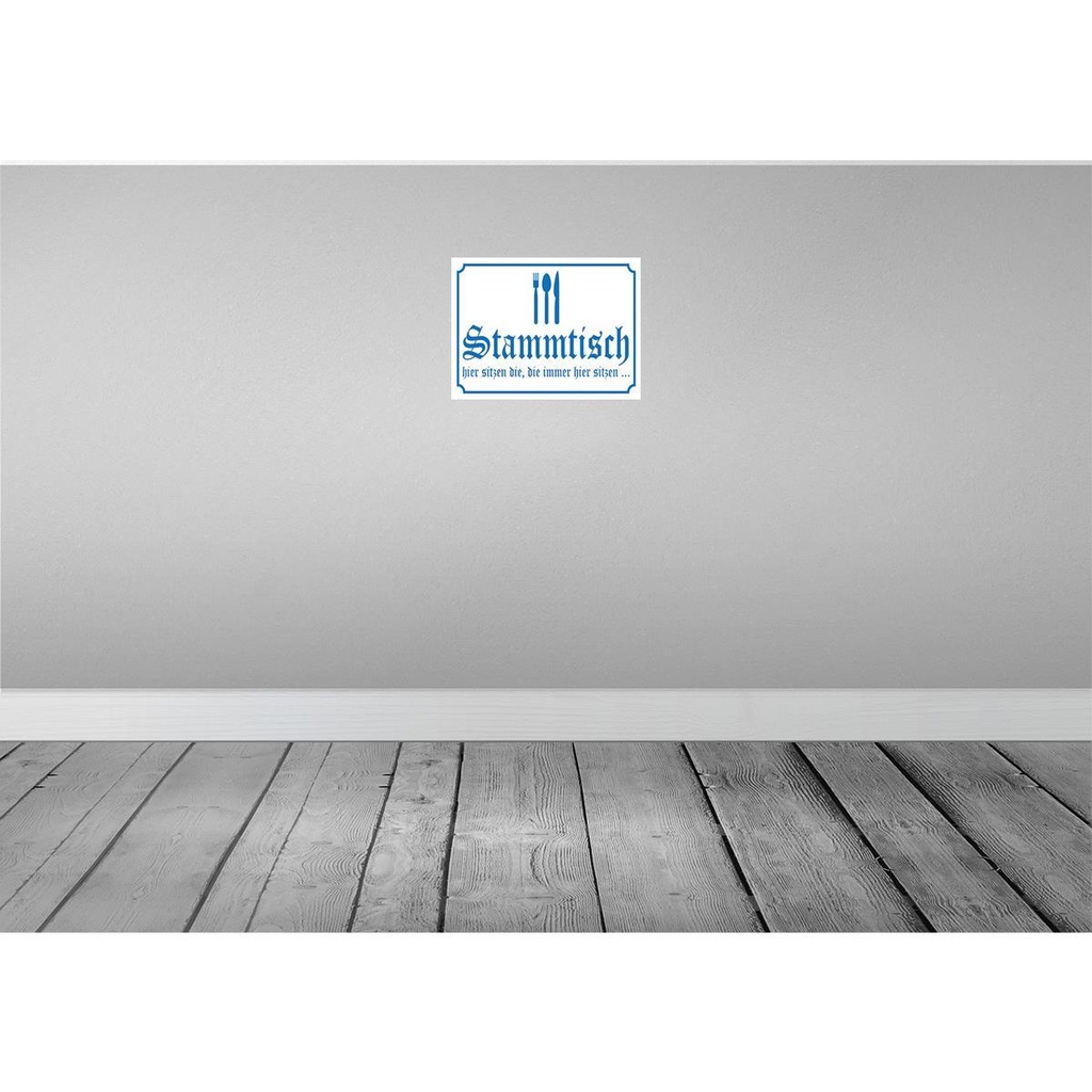 [LA-118927-H] Holzschild 30x40 cm Stammtisch hier sitzen wieß Dekoration Bild 2