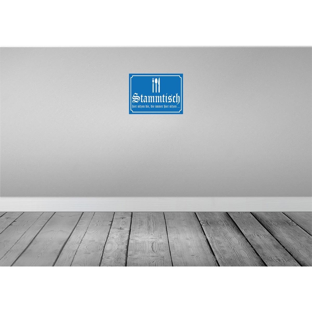 [LA-118930-H] Holzschild 30x40 cm Stammtisch hier sitzen blau Dekoration Bild 2