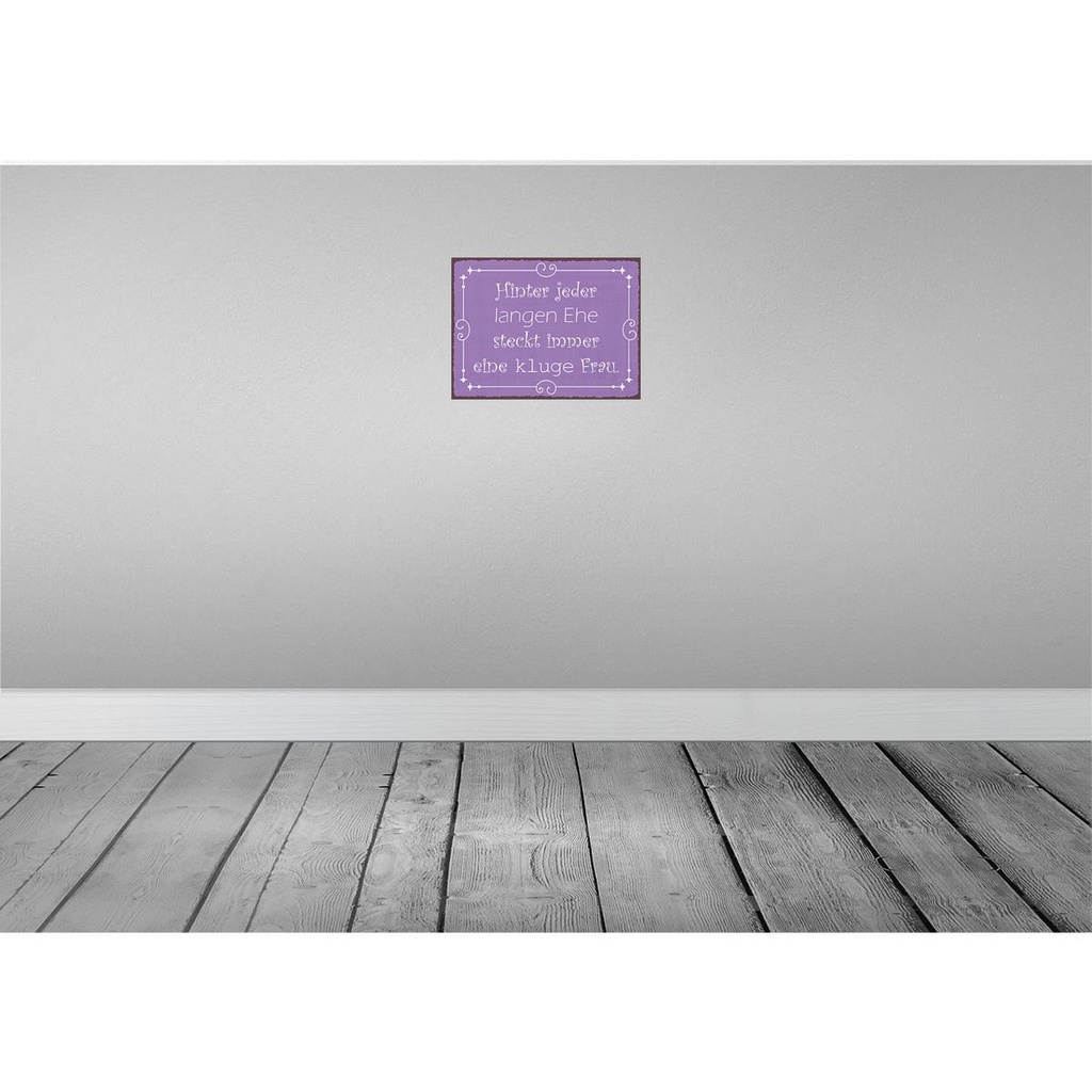 [LA-119017] Blechschild 30x40 cm hinter langer Ehe kluge Frau Männer Frauen Spruch Zitat Bild 2