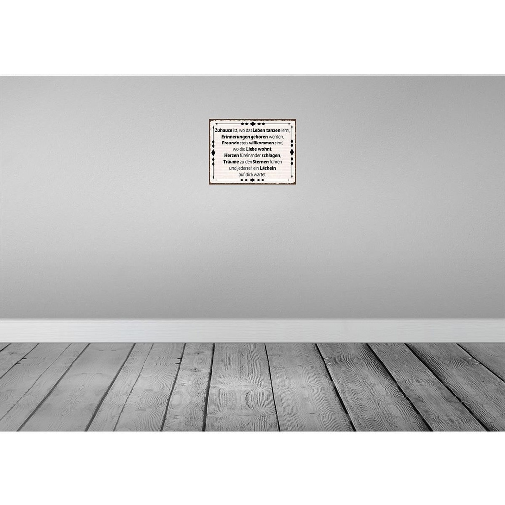 [LA-119024] Blechschild 30x40 cm Zuhause iwo Leben tanzen lernt Spruch Zitat Bild 2
