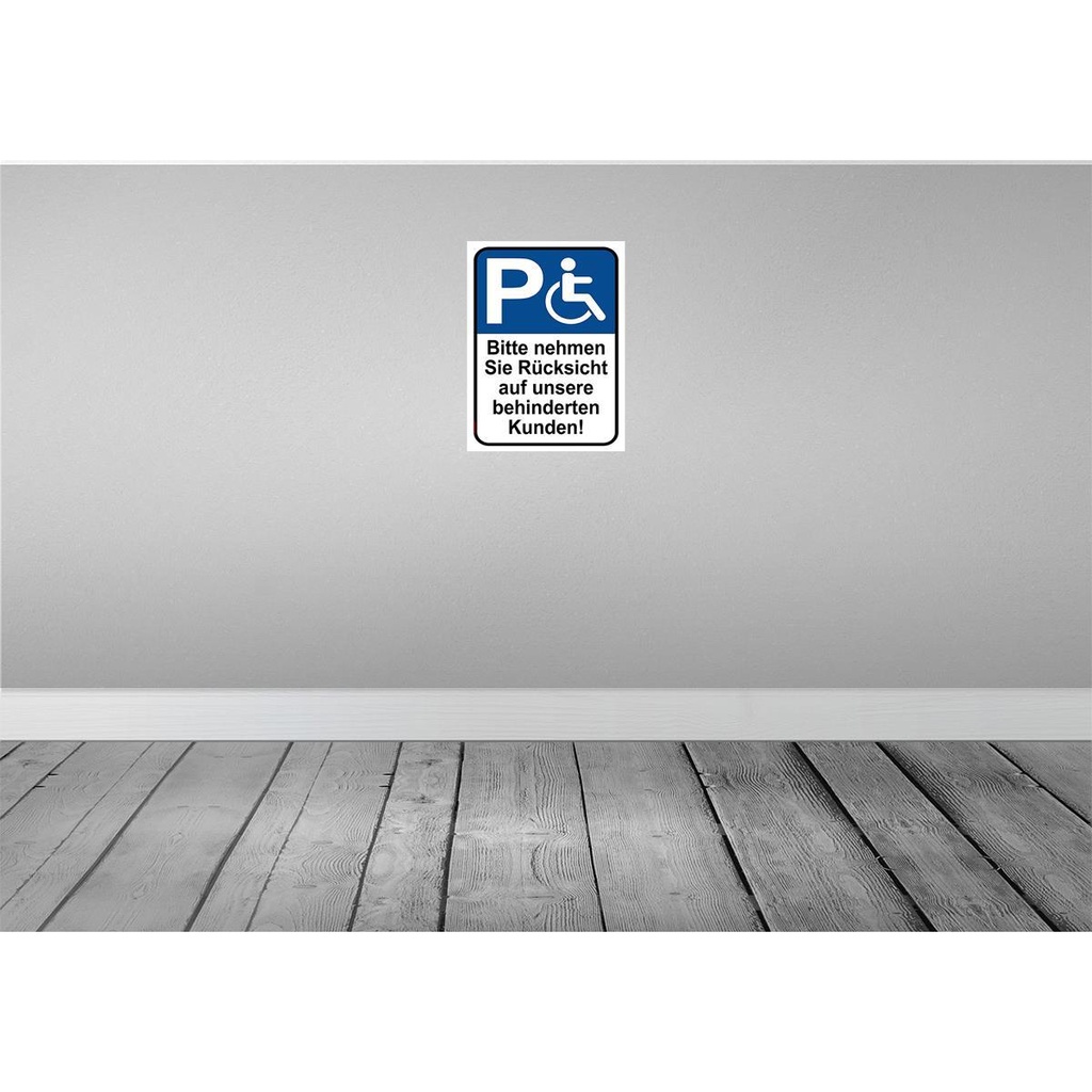 [LA-119032] Blechschild 40x30 cm Rücksicht auf behinderten Kunden Warnschild Hinweisschild Sicherheit Vorsicht Bild 2