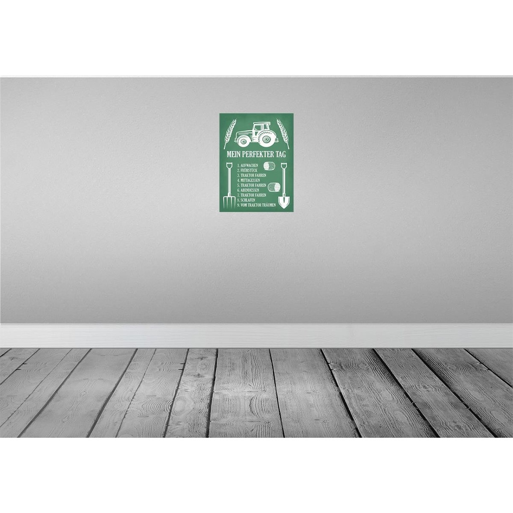 [LA-119039] Blechschild 40x30 cm mein perfekter Tag Traktor Auto Garage Werkstatt Bild 2