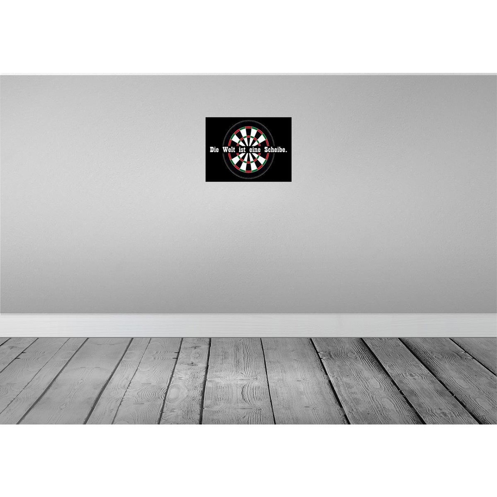 [LA-119044] Blechschild 30x40 cm Dart die Welt ist eine Scheibe Sport Hobby Spruch Zitat Bild 2