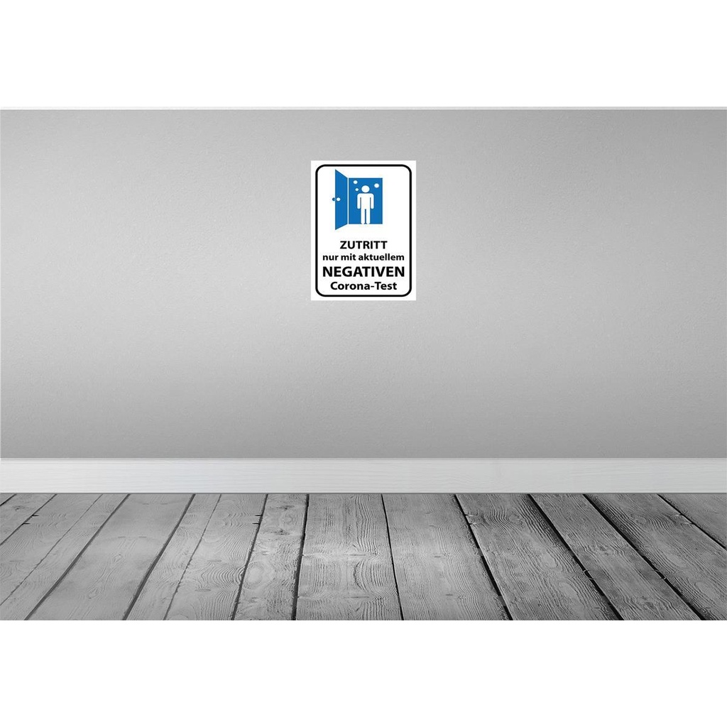 [LA-119052-H] Holzschild 40x30 cm Zutritt negativen Corona Test Warnschild Hinweisschild Bild 2