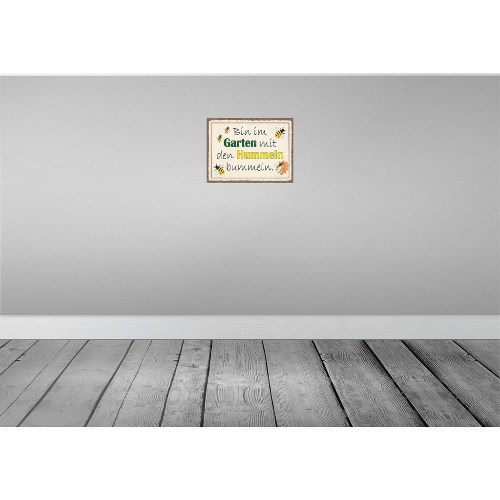 [LA-119117-H] Holzschild 30x40 cm bin im Garten Hummeln bummeln Geschenk Bild 2