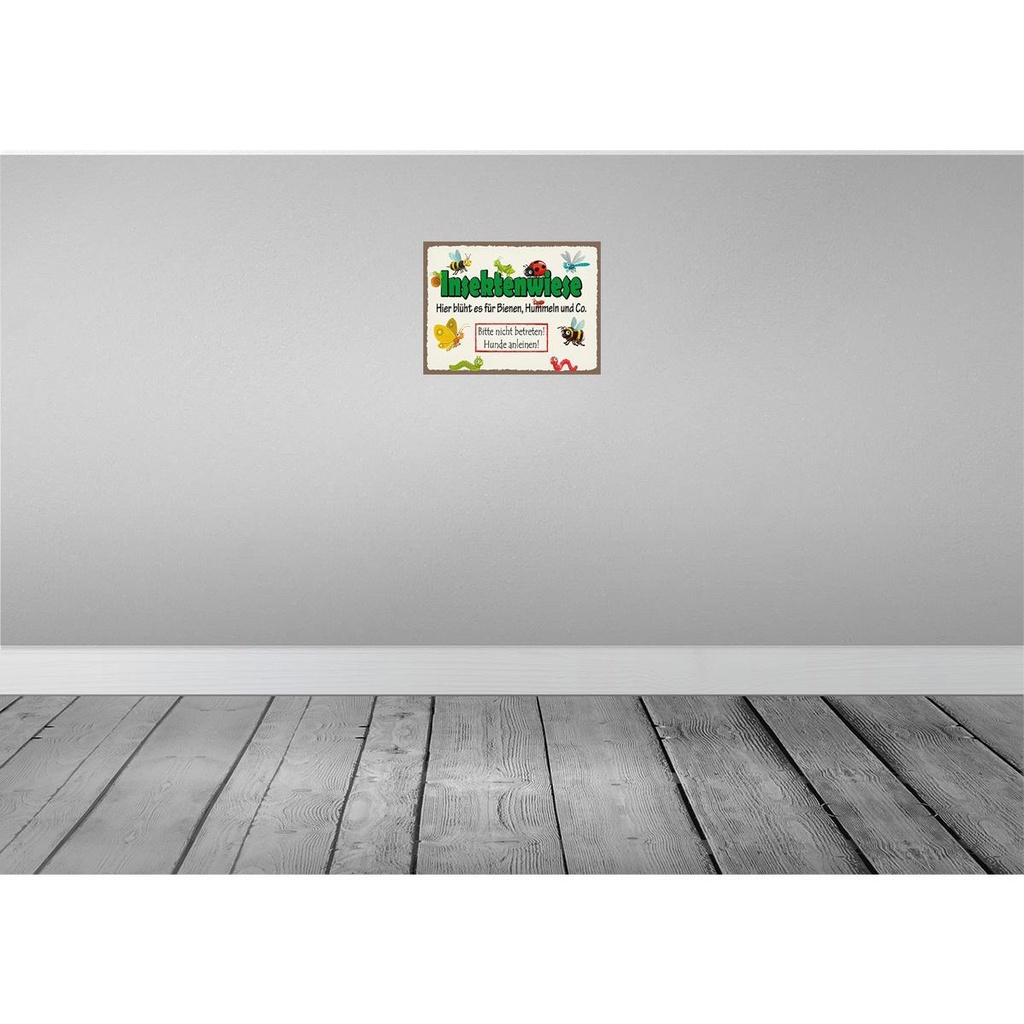 [LA-119119-H] Holzschild 30x40 cm Insektenwiese Bienen Hummeln Tier Haustier Bild 2