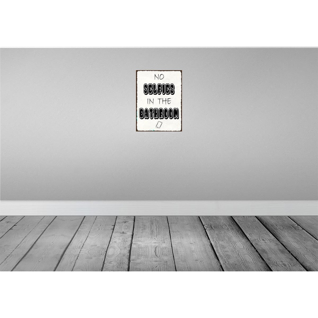 [LA-119121-H] Holzschild 40x30 cm No Selfies in the Bathroom Warnschild Hinweisschild Bild 2