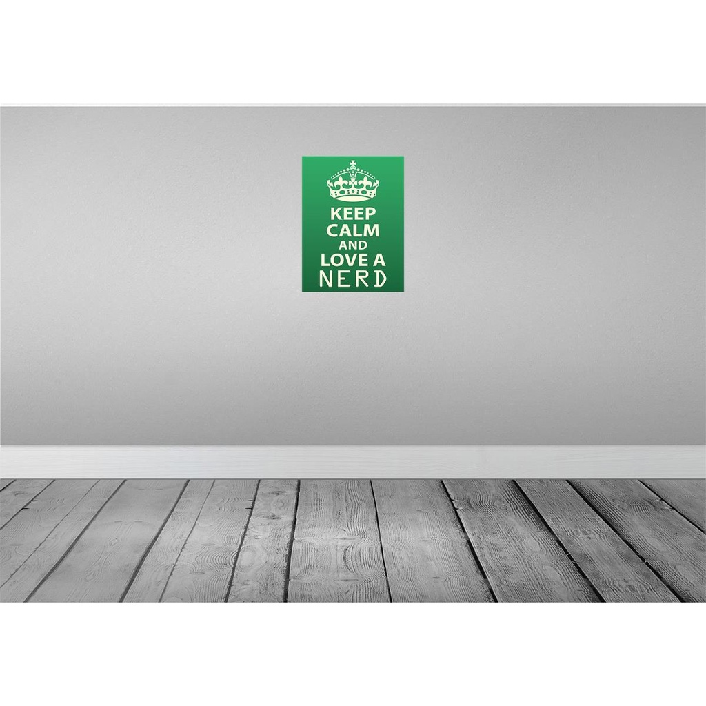 [LA-119138-H] Holzschild 40x30 cm Keep Calm and love a nerd Bild 2