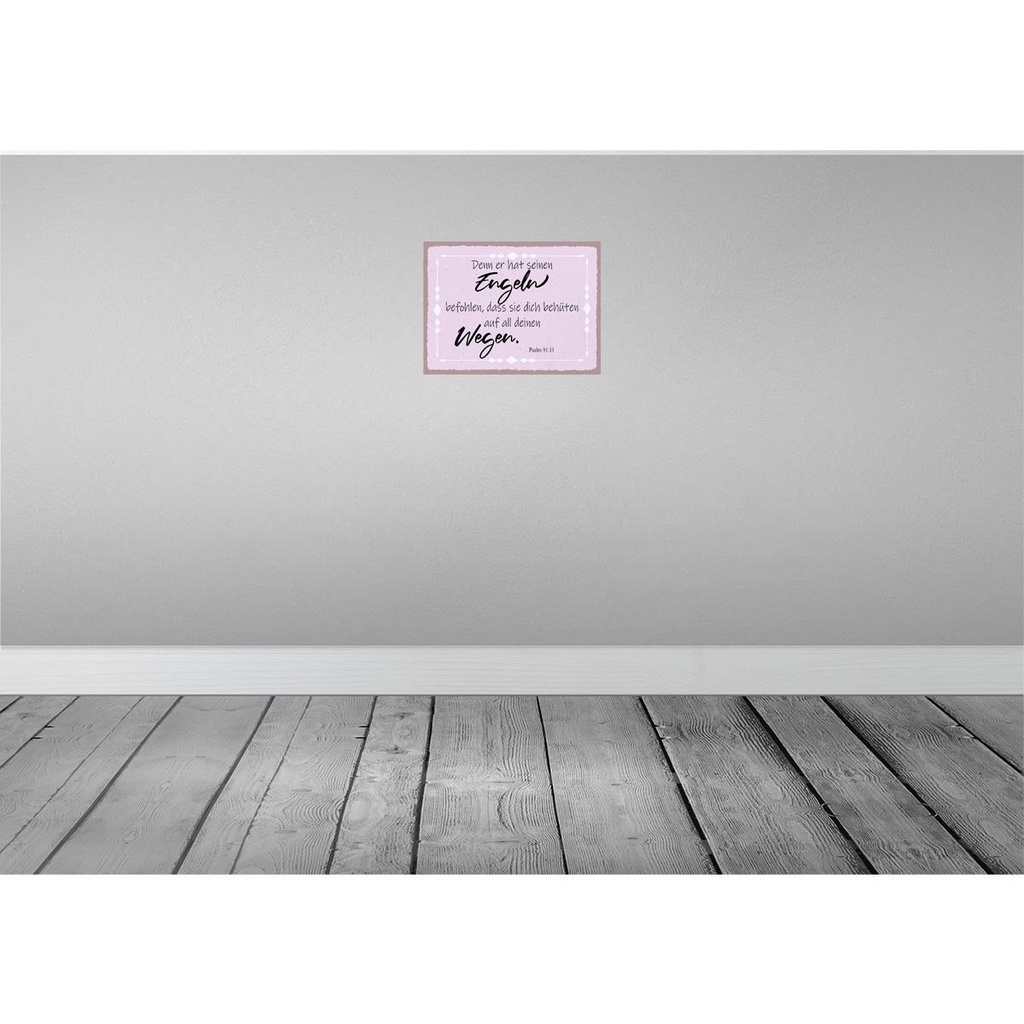 [LA-119167] Blechschild 30x40 cm er hat seinen Engeln befohlen Dekoration Spruch Zitat Bild 2