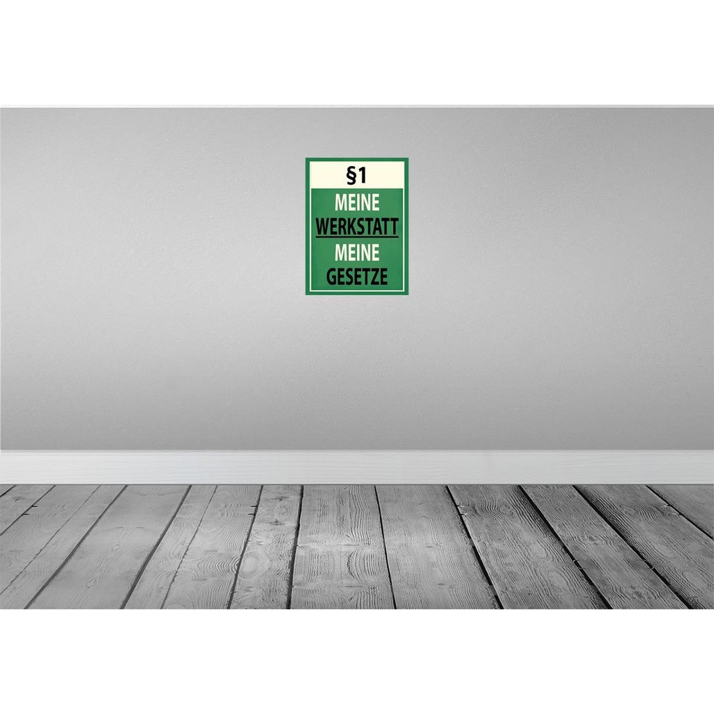 [LA-119187] Blechschild 40x30 cm §1 meine Werkstatt Gesetze Spruch Zitat Bild 2