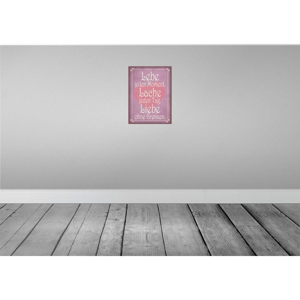[LA-119188-H] Holzschild 40x30 cm Lebe jeden Moment Lache Liebe Dekoration Bild 2
