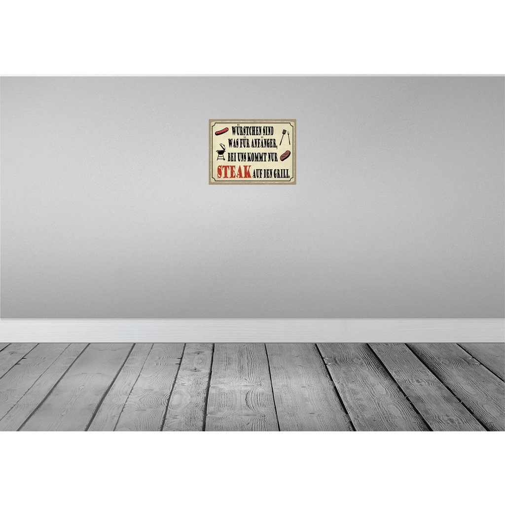 [LA-119212] Blechschild 30x40 cm bei uns kommt Steak auf Grill Essen Trinken Bild 2