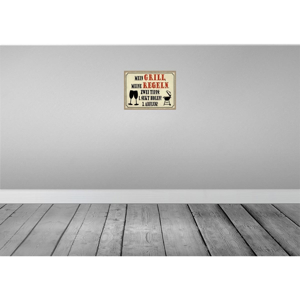 [LA-119215-H] Holzschild 30x40 cm mein Grill meine Regeln 2 Tipps Spruch Zitat Bild 2