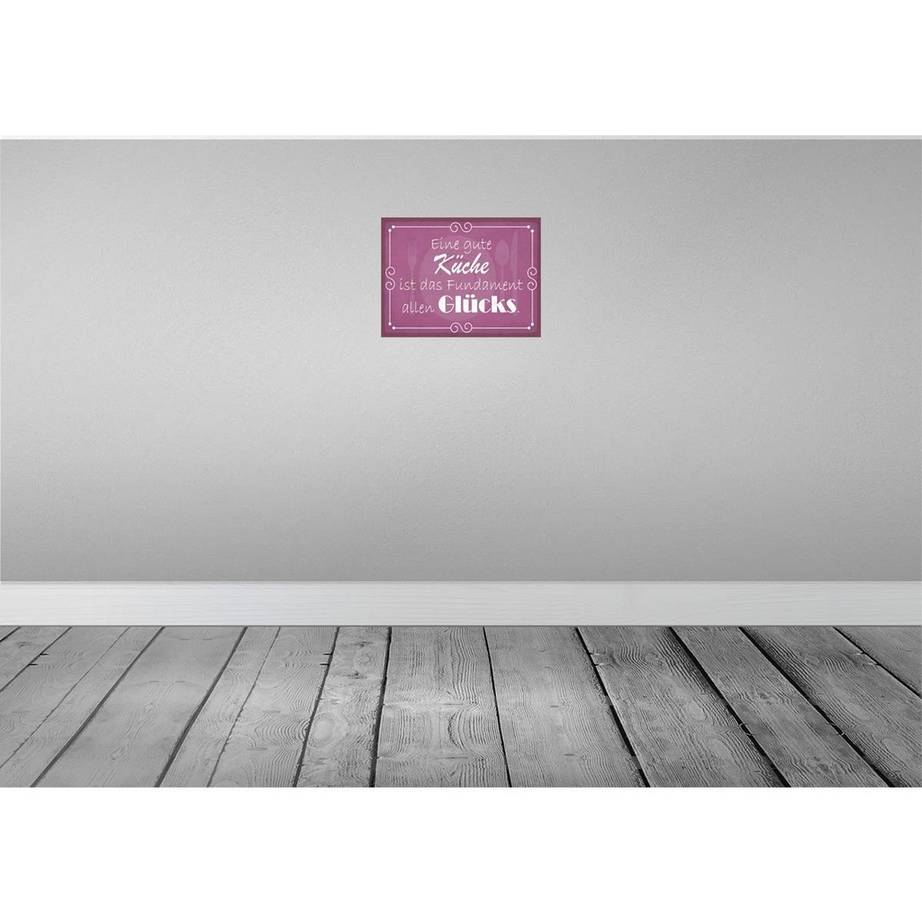 [LA-119220] Blechschild 30x40 cm gute Küche Fundament allen Glück Spruch Zitat Bild 2