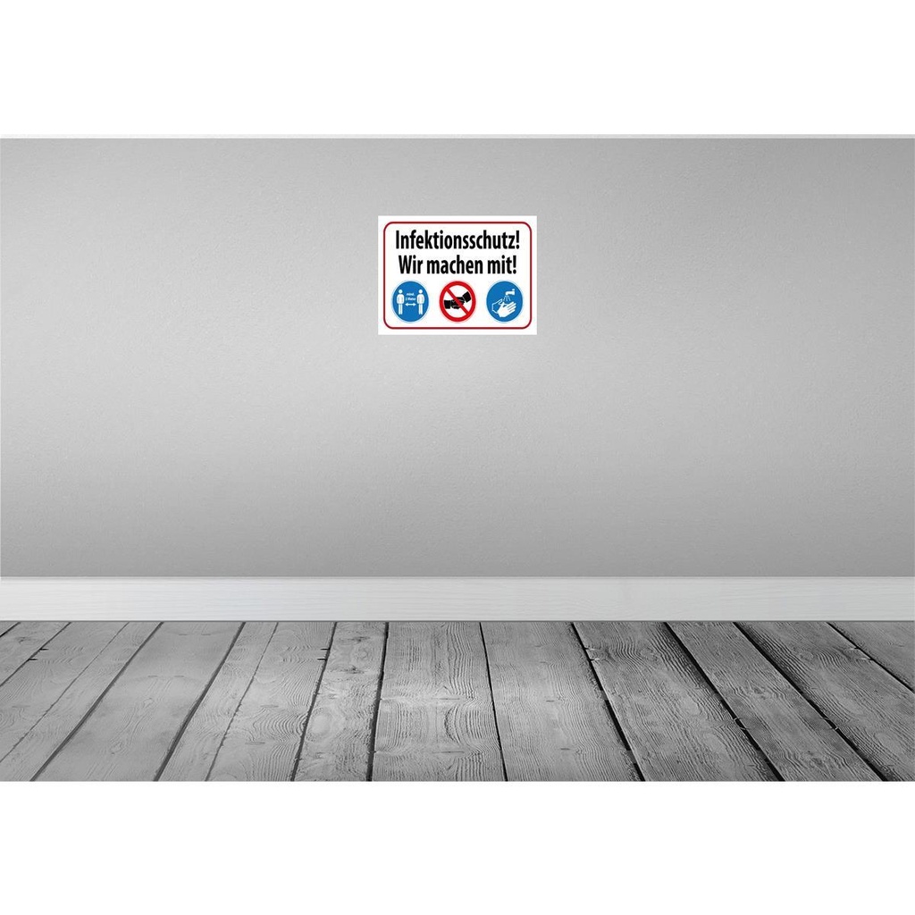 [LA-119243] Blechschild 30x40 cm Infektionsschutz wir machen mit Warnschild Hinweisschild Sicherheit Vorsicht Bild 2