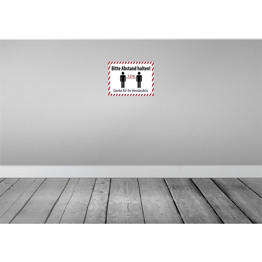 [LA-119247-H] Holzschild 30x40 cm bitte Abstand halten 1.5 m Warnschild Hinweisschild Bild 2