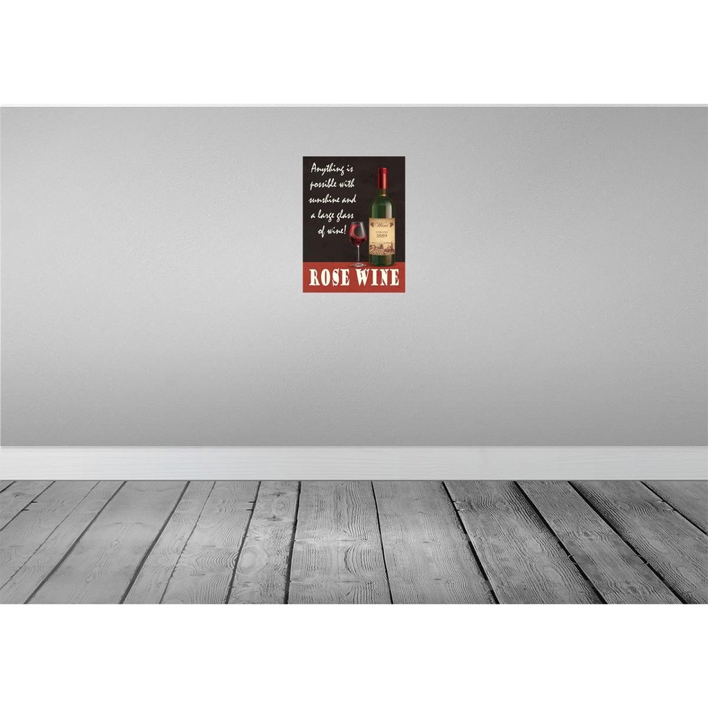 [LA-119267] Blechschild 40x30 cm Rose Wein anything is possible Essen Trinken Bild 2