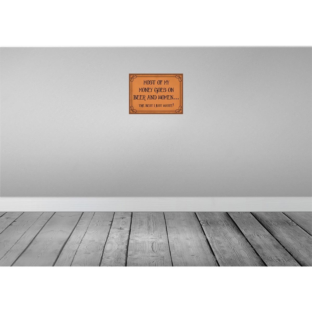 [LA-119278-H] Holzschild 30x40 cm most of my money Beer and women Spruch Zitat Bild 2