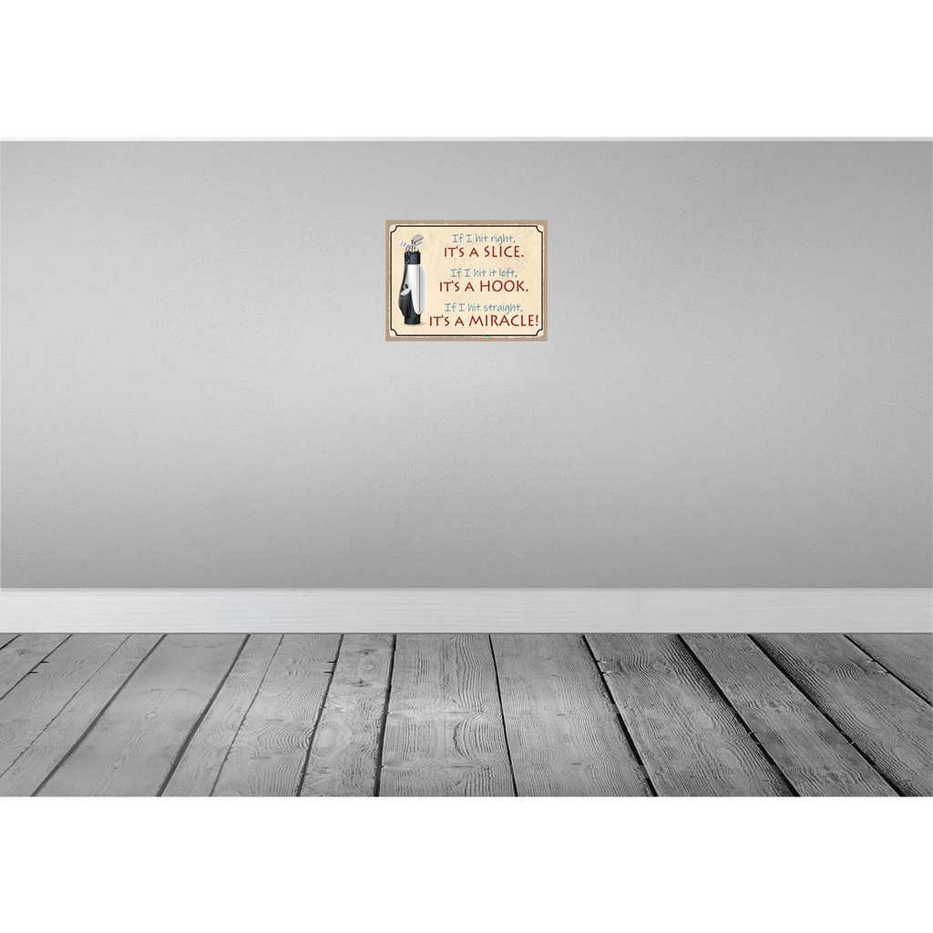 [LA-119285-H] Holzschild 30x40 cm Golf hit right it`s a slice left Sport Hobby Bild 2