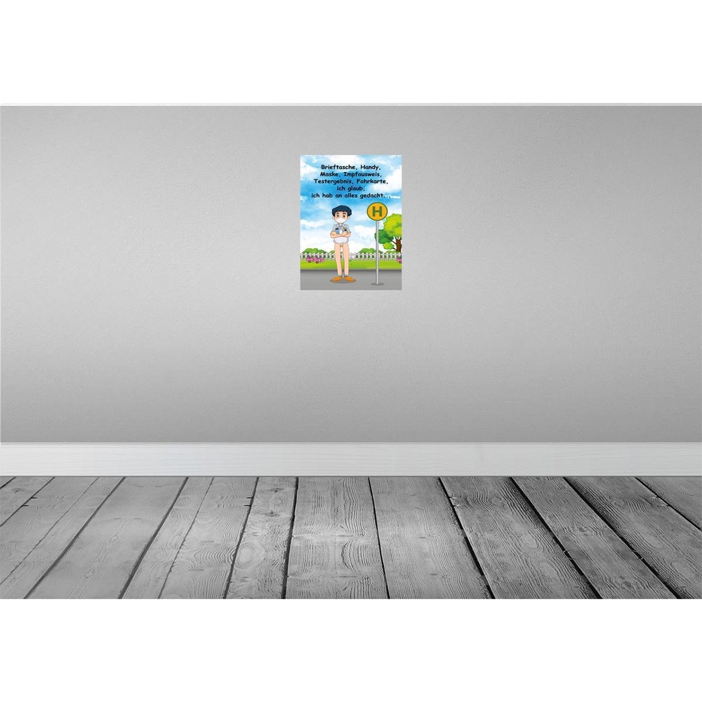 [LA-119301-H] Holzschild 40x30 cm Maske Impfausweis alles gedacht Spruch Zitat Bild 2