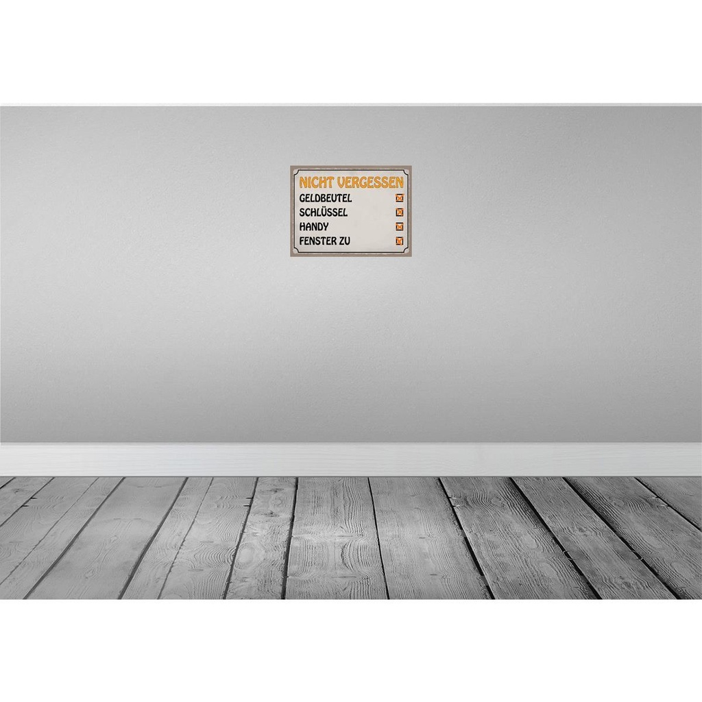 [LA-119305] Blechschild 30x40 cm Liste nicht vergessen Geldbeutel Spruch Zitat Bild 2