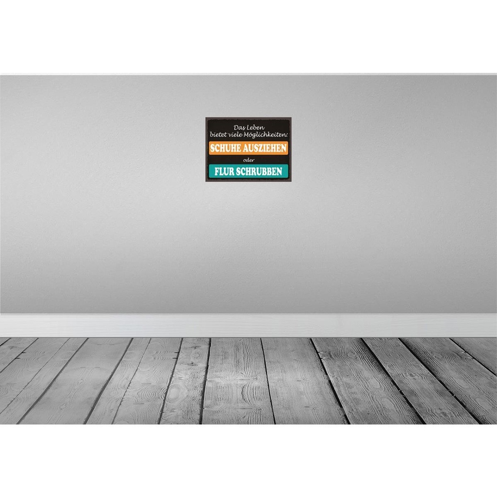 [LA-119306] Blechschild 30x40 cm Schuhe ausziehen Flur schrubben Spruch Zitat Bild 2