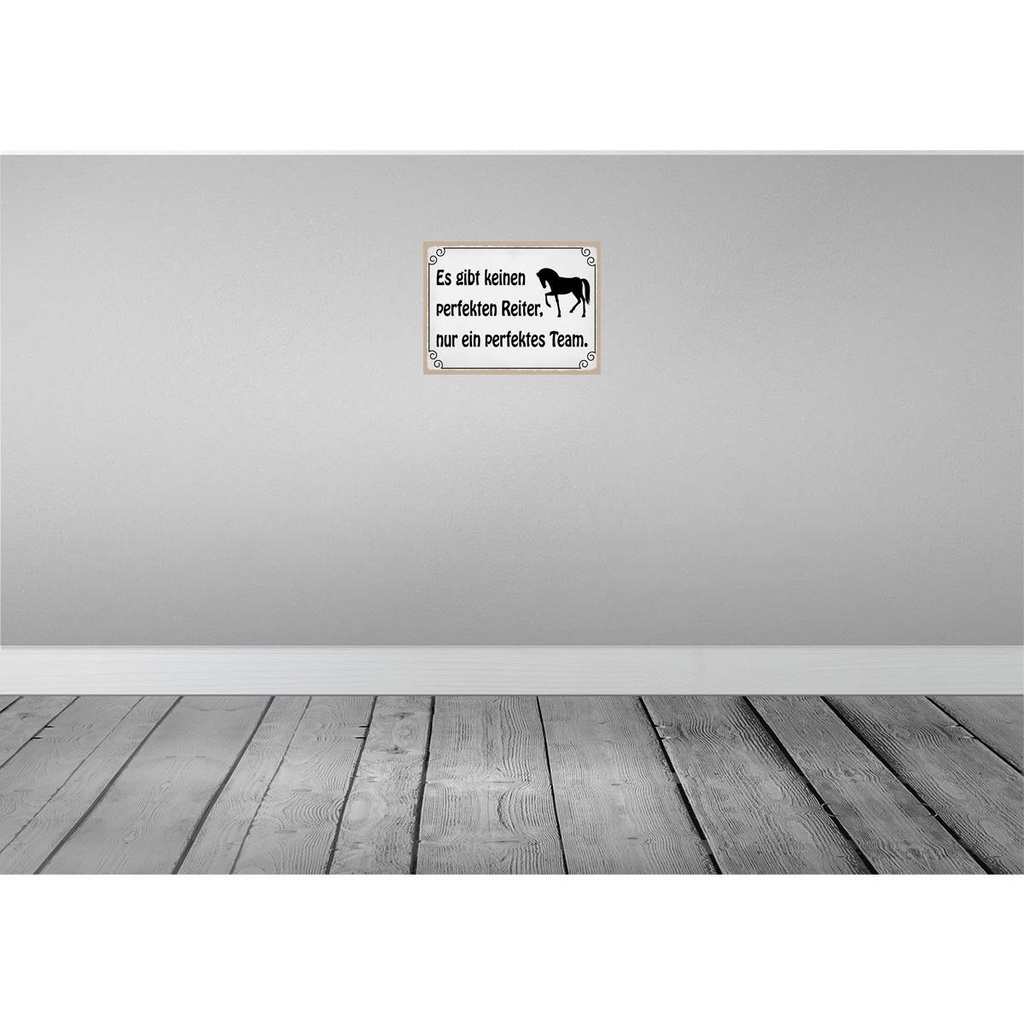[LA-119313-H] Holzschild 30x40 cm es gibt keinen perfekten Reiter Spruch Zitat Bild 2