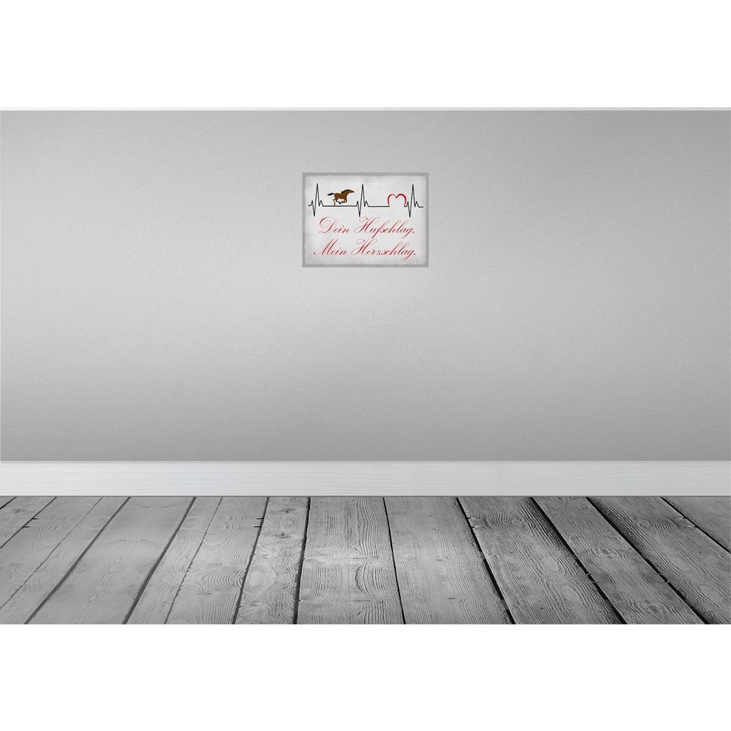 [LA-119316-H] Holzschild 30x40 cm Pferd dein Hufschlag Herzschlag Tier Haustier Bild 2