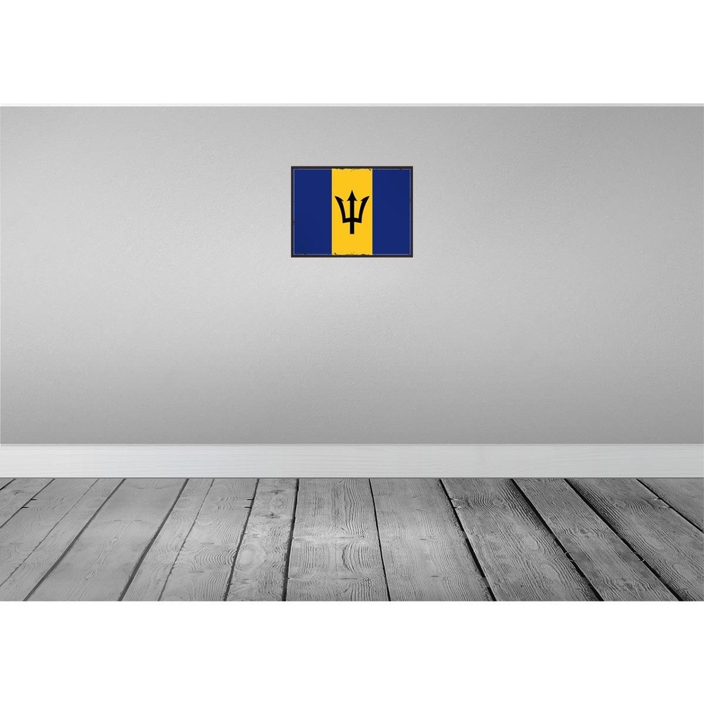 [LA-119589] Blechschild 30x40 cm Barbados Retro Flagge Fahne Wappen Bild 2