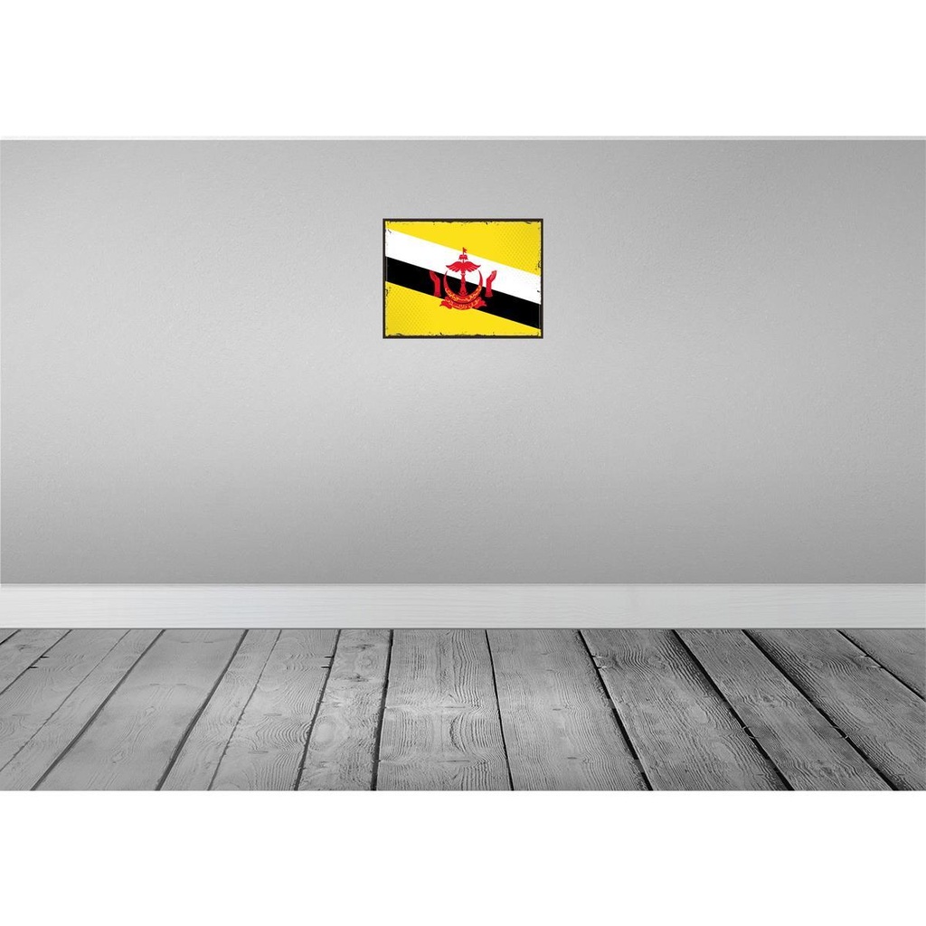 [LA-119601-H] Holzschild 30x40 cm Bruneis Retro Brunei Flagge Fahne Wappen Bild 2