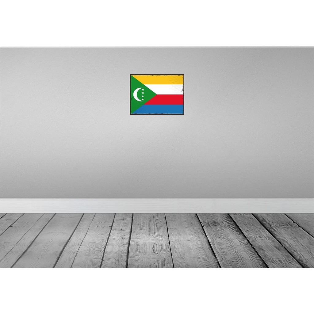[LA-119617-H] Holzschild 30x40 cm der Komoren Retro Comoros Flagge Fahne Wappen Bild 2