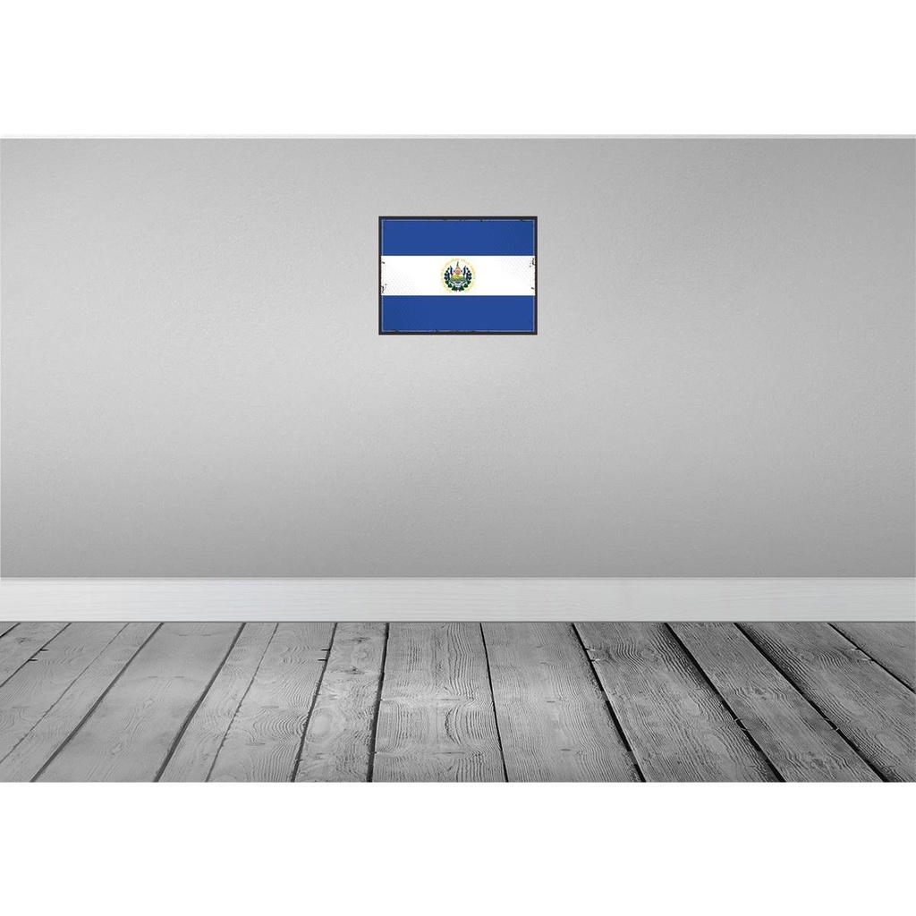 [LA-119633-H] Holzschild 30x40 cm El Salvadors Retro Salvador Flagge Fahne Wappen Bild 2